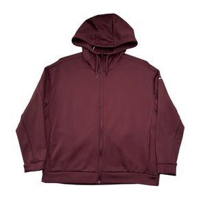 Nike Jacket Men's Size Medium Maroon Therma Fit Fleece Full Zip Hooded Training